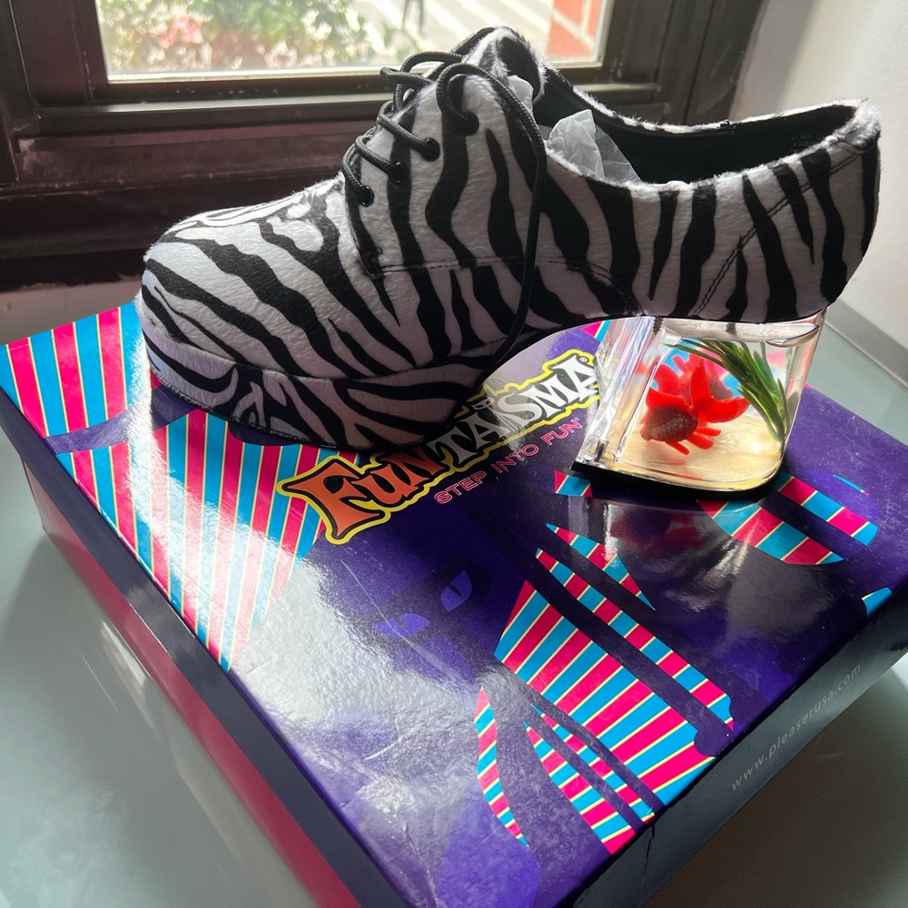 70s platform shoes with fake fish in heel